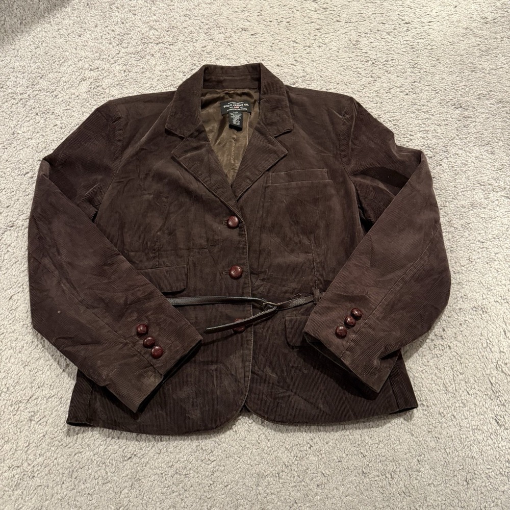 POLO JEANS Co. RALPH LAUREN Women's Brown Corduroy Jacket‎ Size L Preppy